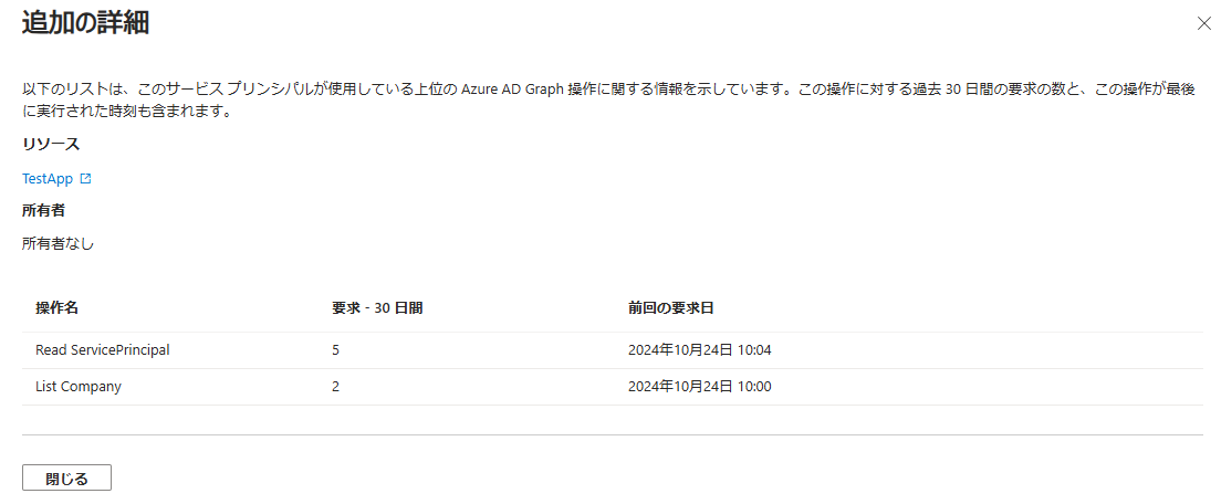 図 2: Azure AD Graph の廃止に関する Microsoft Entra の推奨事項の詳細ビュー