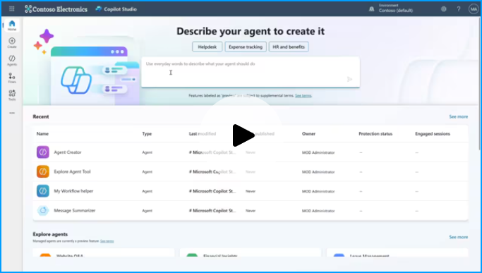 Copilot Studio で作成されたエージェントは Microsoft Entra テナントに自動的に表示されます。